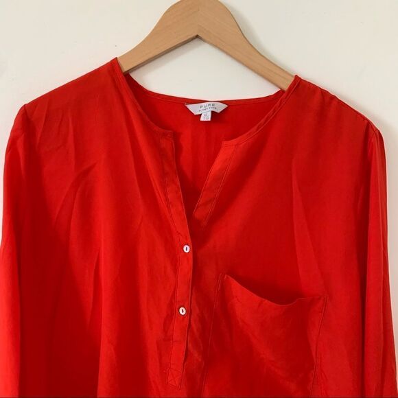 Alfred Sung Pure Red Hi/Lo Semi Sheer Blouse - Picture 6 of 7